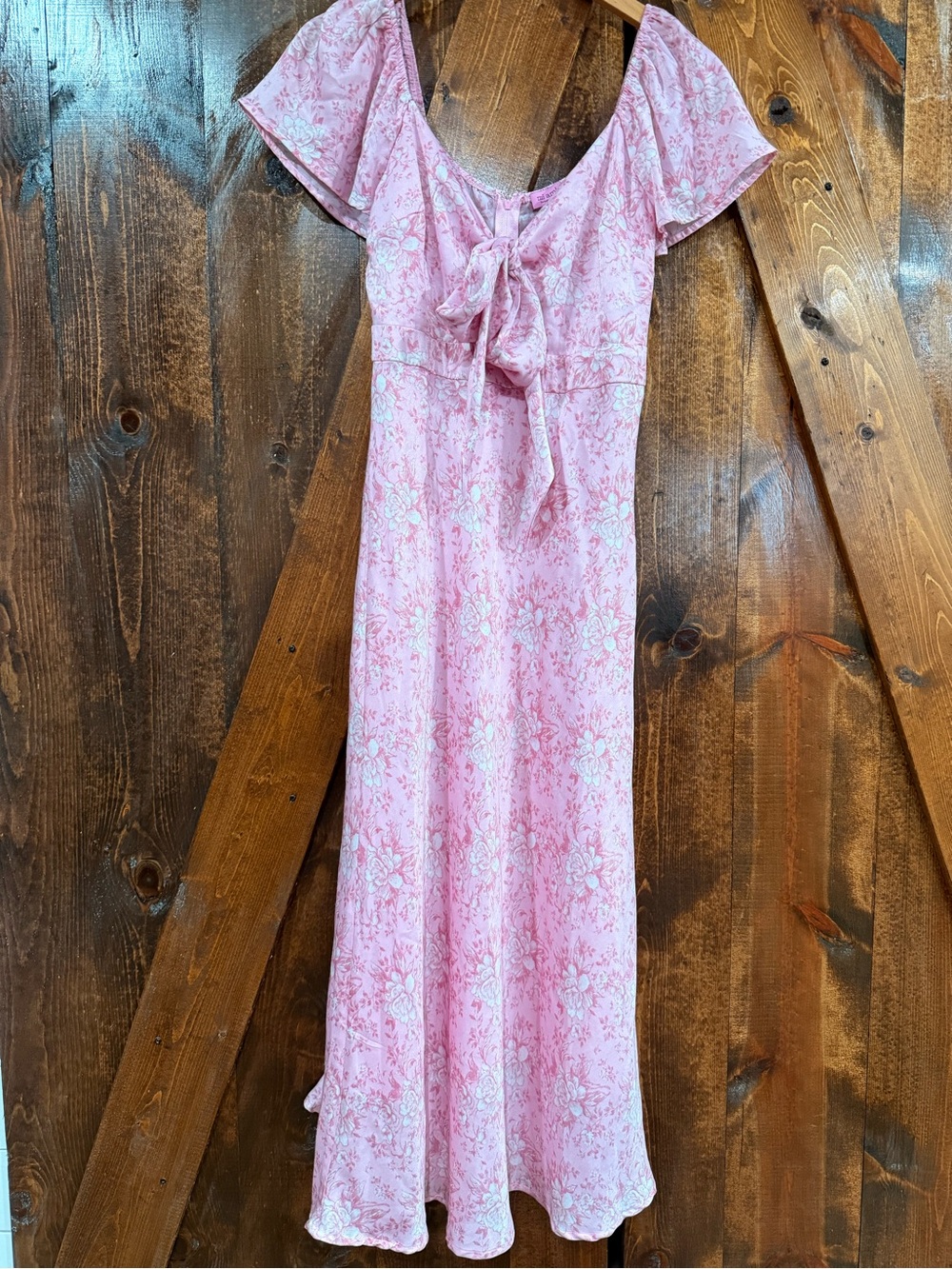 miami Pink Floral Tie-Front Maxi Dress